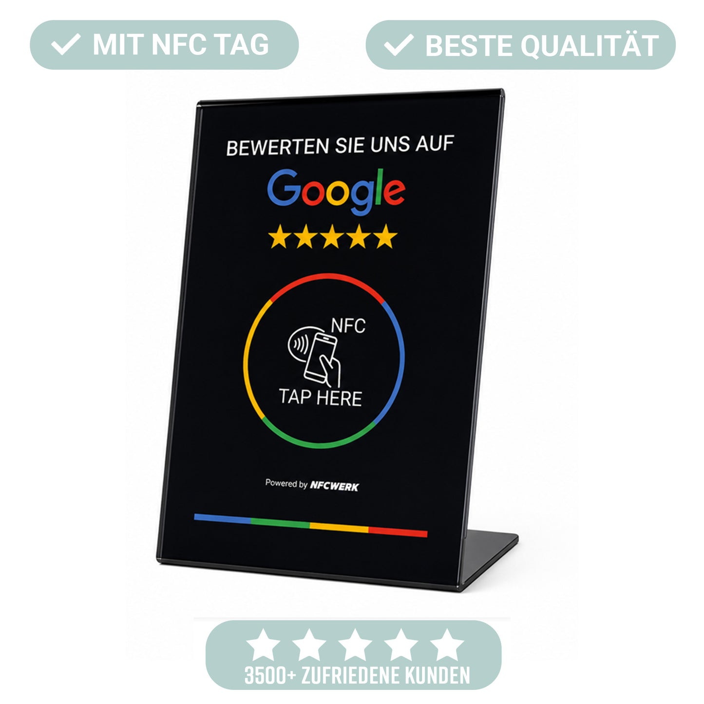 NFC Google Bewertung Aufsteller aus Acrylglas