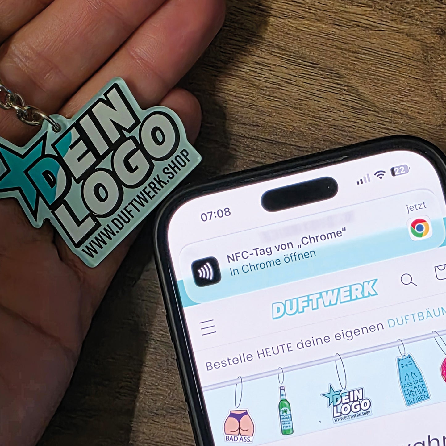 NFC TAG Arcyl-Schlüsselanhänger mit deinem Logo oder Bild (jedes Motiv möglich)