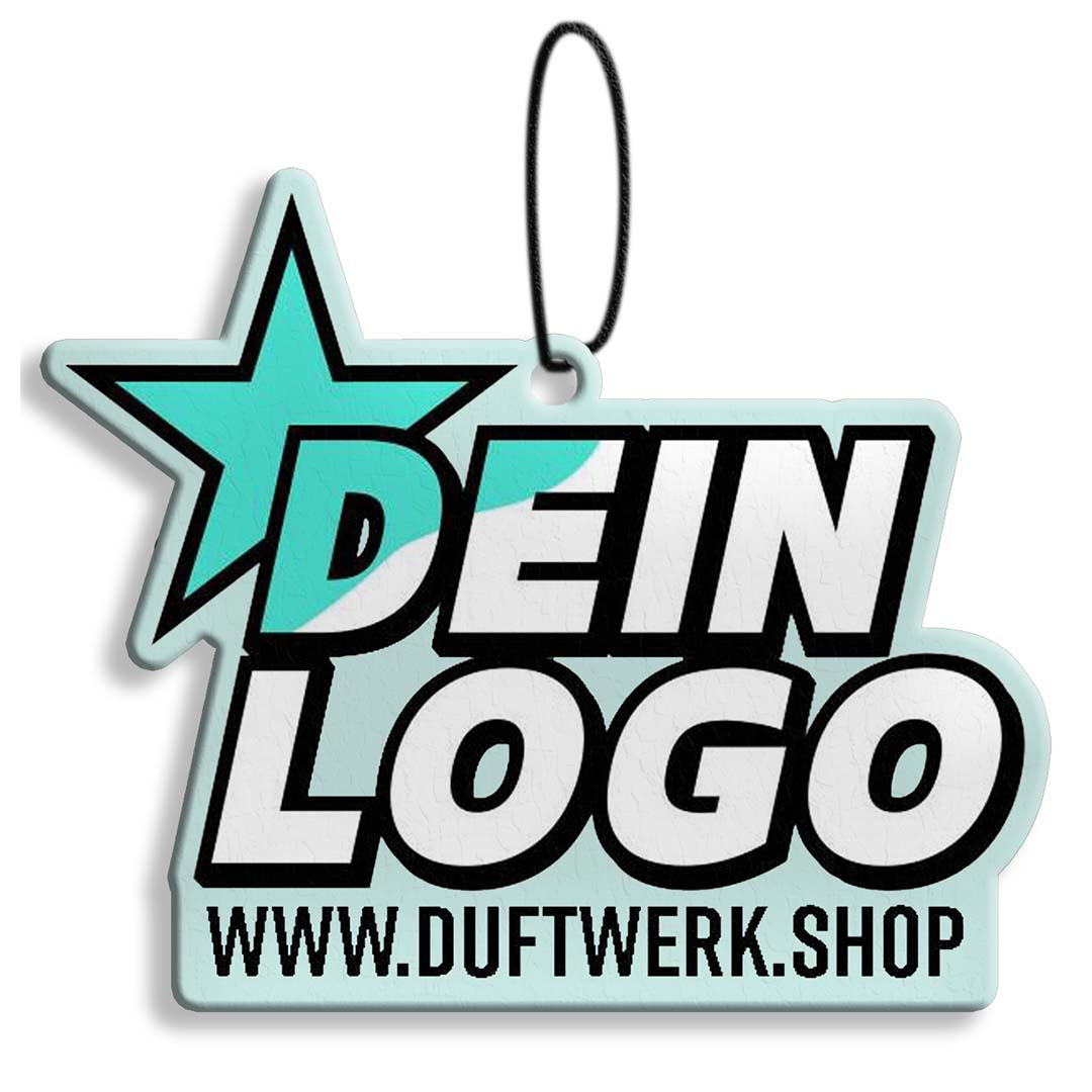 Duftbaum ausgeschnitten und freigestellt mit eigenem Logo